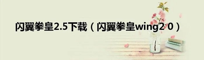 闪翼拳皇2.5下载(闪翼拳皇wing2 0)