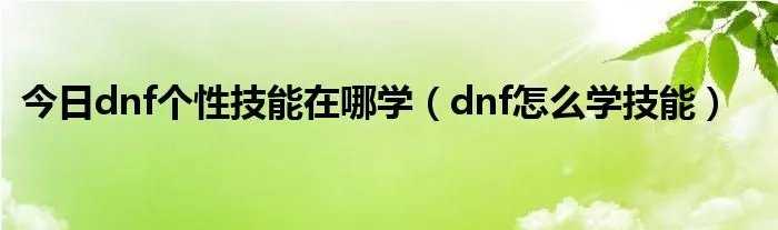 今日dnf个性技能在哪学（dnf怎么学技能）