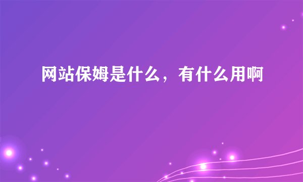 网站保姆是什么,有什么用啊