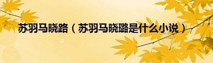 苏羽马晓路（苏羽马晓璐是什么小说）