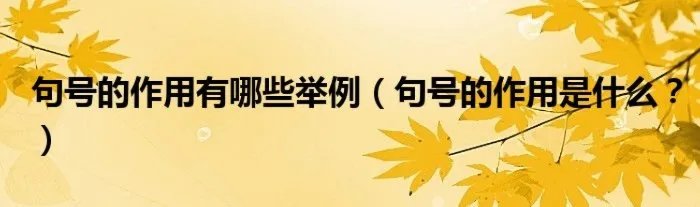 句号的作用有哪些举例（句号的作用是什么？）