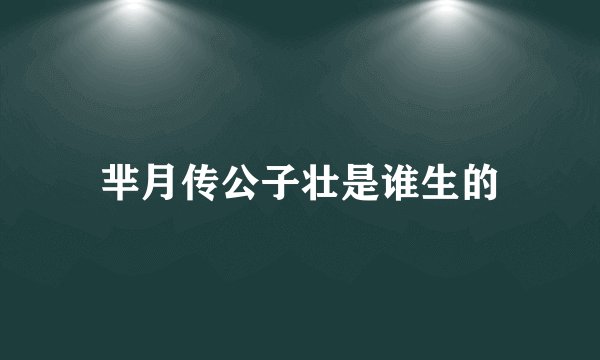 芈月传公子壮是谁生的