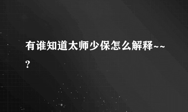 有谁知道太师少保怎么解释~~?