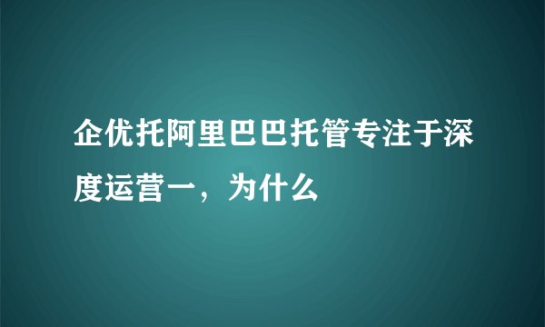 企优托阿里巴巴托管专注于深度运营一，为什么