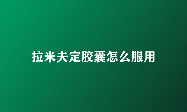 拉米夫定胶囊怎么服用