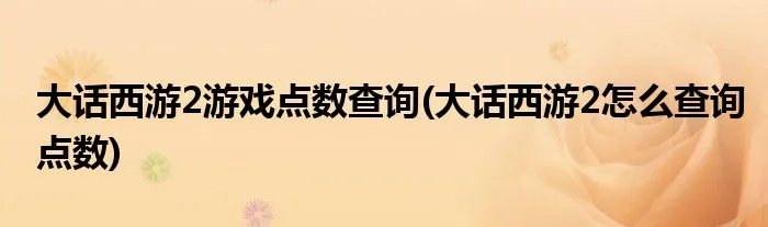 大话西游2游戏点数查询(大话西游2怎么查询点数)