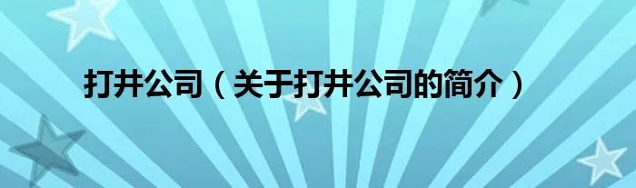 打井公司（关于打井公司的简介）