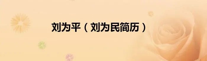 刘为平（刘为民简历）