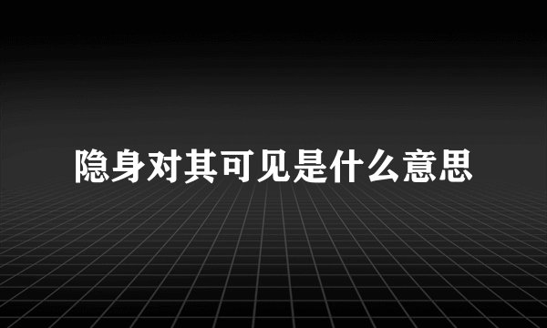 隐身对其可见是什么意思