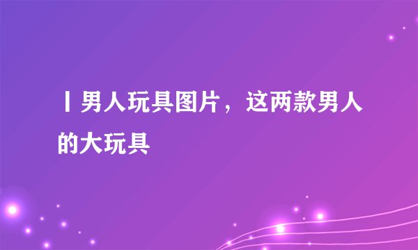 丨男人玩具图片，这两款男人的大玩具