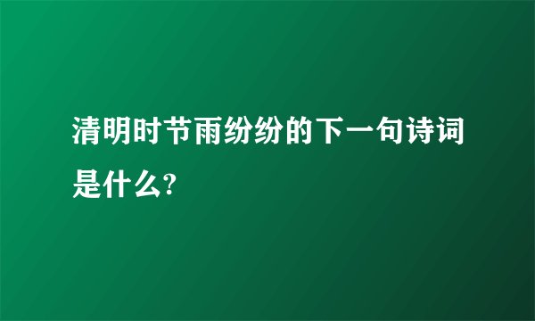 清明时节雨纷纷的下一句诗词是什么?