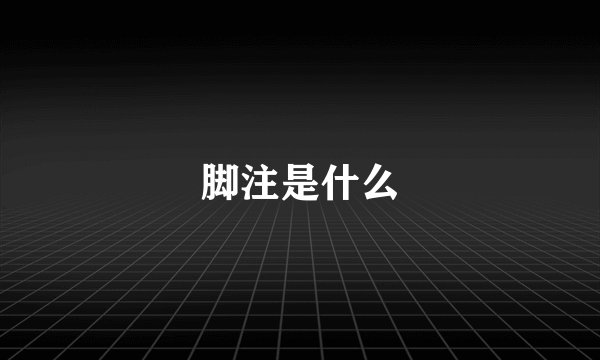 脚注是什么