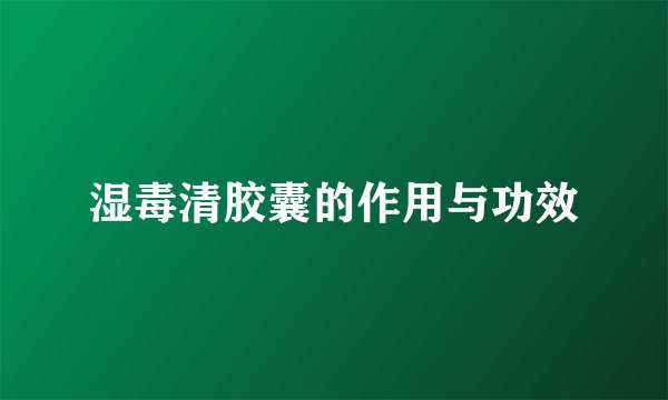 湿毒清胶囊的作用与功效