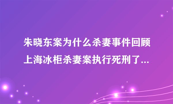 朱晓东案为什么杀妻事件回顾上海冰柜杀妻案执行死刑了吗_飞外