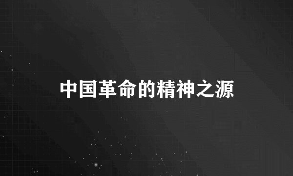 中国革命的精神之源