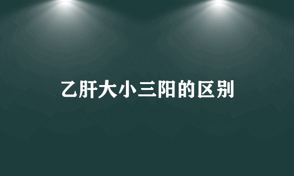 乙肝大小三阳的区别