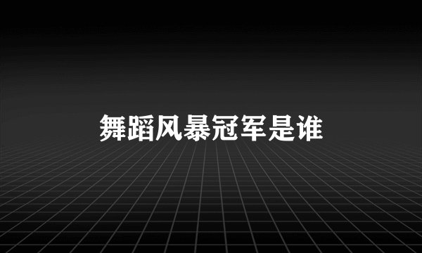 舞蹈风暴冠军是谁