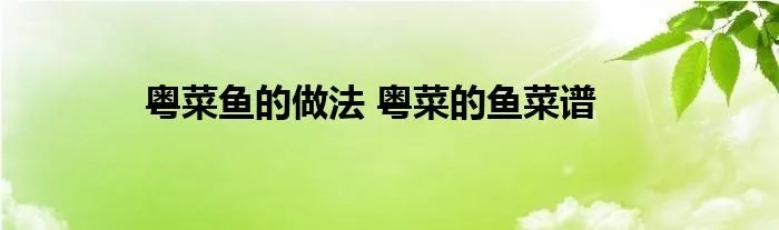 粤菜鱼的做法 粤菜的鱼菜谱