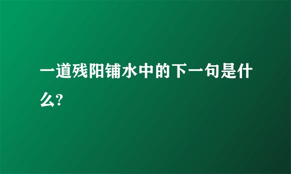 一道残阳铺水中的下一句是什么?