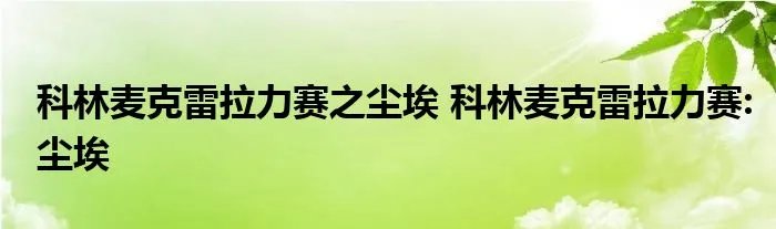 科林麦克雷拉力赛之尘埃 科林麦克雷拉力赛:尘埃