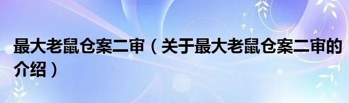 最大老鼠仓案二审（关于最大老鼠仓案二审的介绍）