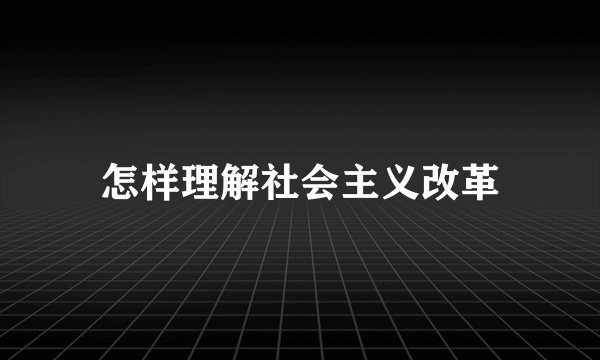 怎样理解社会主义改革