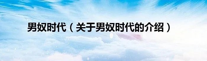 男奴时代（关于男奴时代的介绍）