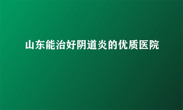 山东能治好阴道炎的优质医院