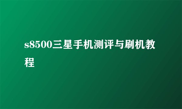 s8500三星手机测评与刷机教程