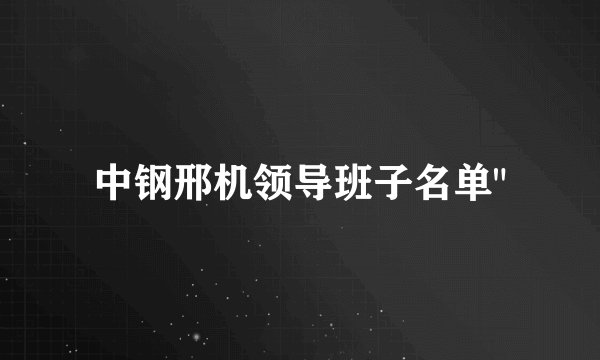 中钢邢机领导班子名单