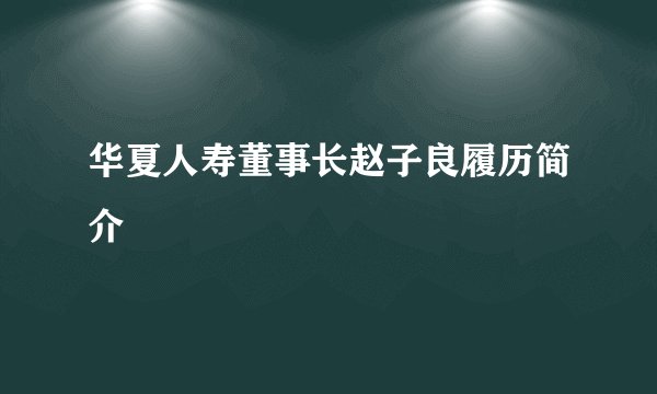 华夏人寿董事长赵子良履历简介