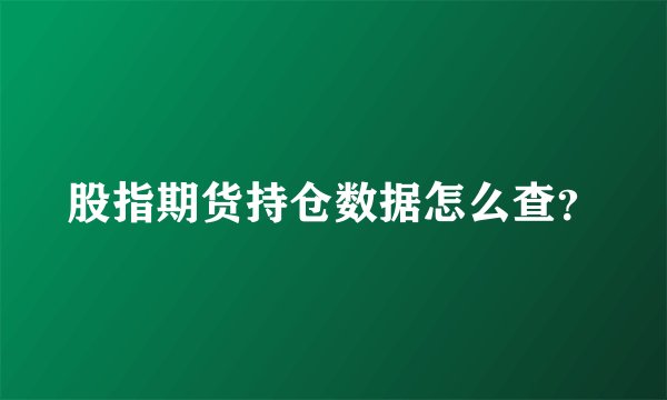 股指期货持仓数据怎么查？