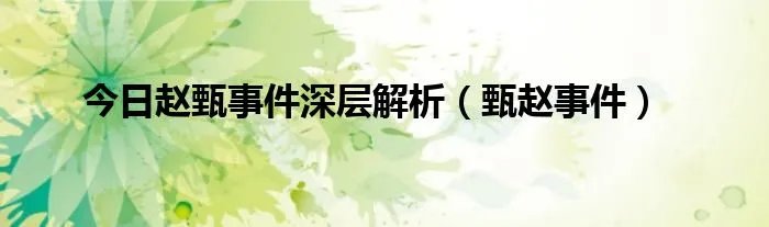 今日赵甄事件深层解析（甄赵事件）