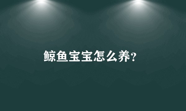 鲸鱼宝宝怎么养?