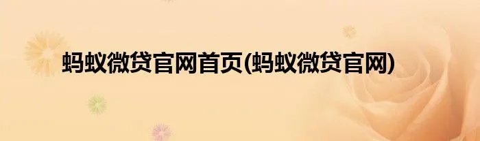 蚂蚁微贷官网首页(蚂蚁微贷官网)