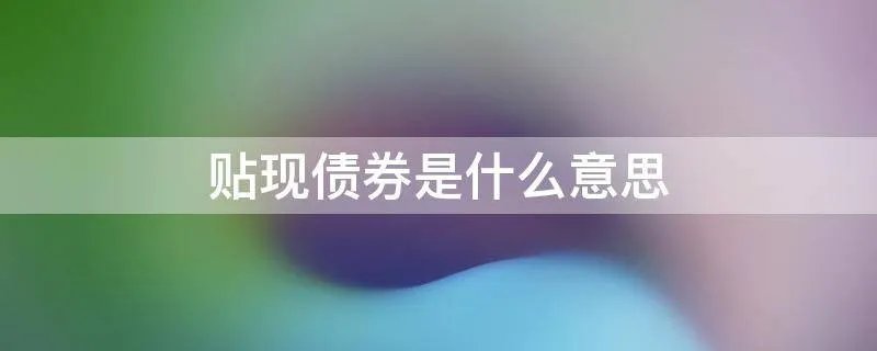 贴现债券是什么意思