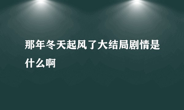 那年冬天起风了大结局剧情是什么啊