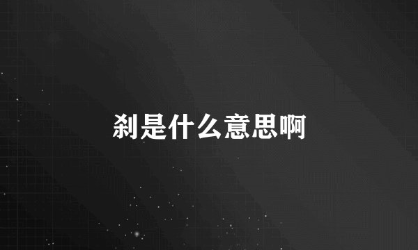 刹是什么意思啊