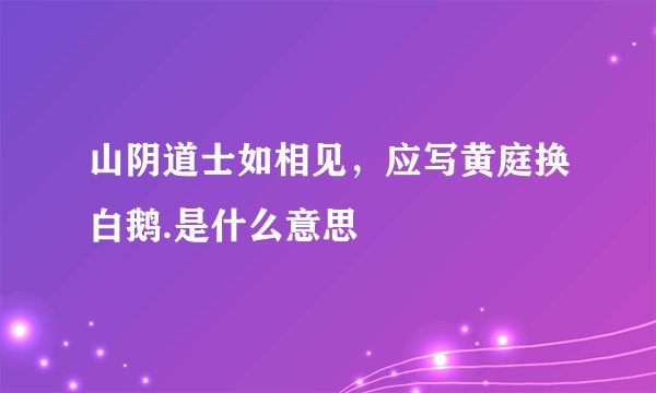 山阴道士如相见，应写黄庭换白鹅.是什么意思