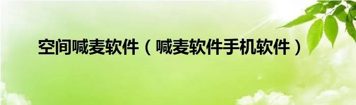 空间喊麦软件（喊麦软件手机软件）