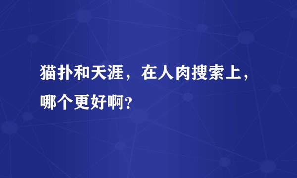猫扑和天涯，在人肉搜索上，哪个更好啊？