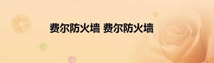 费尔防火墙 费尔防火墙