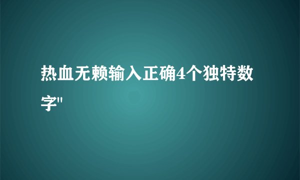 热血无赖输入正确4个独特数字