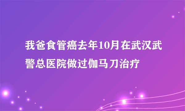 我爸食管癌去年10月在武汉武警总医院做过伽马刀治疗
