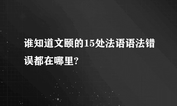 谁知道文颐的15处法语语法错误都在哪里?