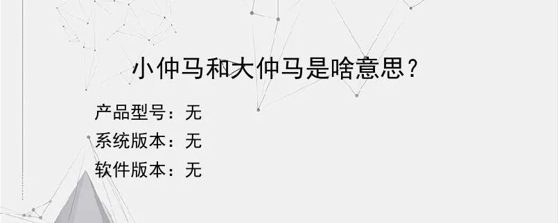 小仲马和大仲马是啥意思?