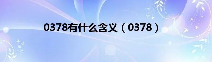 0378有什么含义（0378）