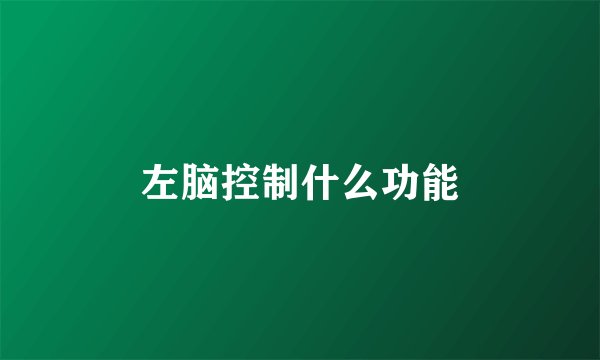 左脑控制什么功能