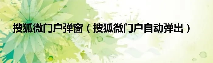搜狐微门户弹窗（搜狐微门户自动弹出）