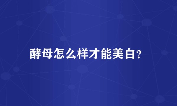 酵母怎么样才能美白？